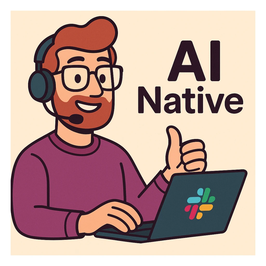 Slack logo aesthetic with 'AI Native' wording, friendly, approachable, using overlapping shapes and vibrant colors, modern tech vibe. sticker
