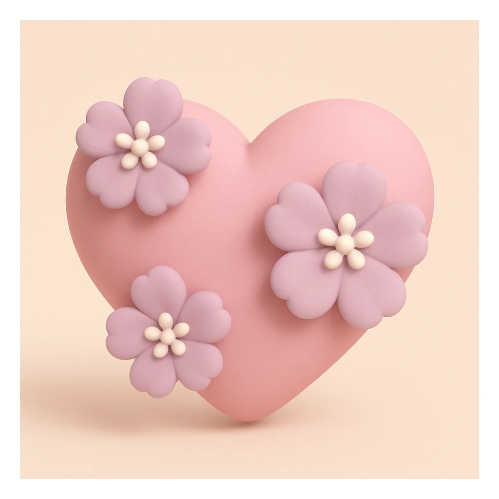 pink heart with sakura flowers, mochi style sticker