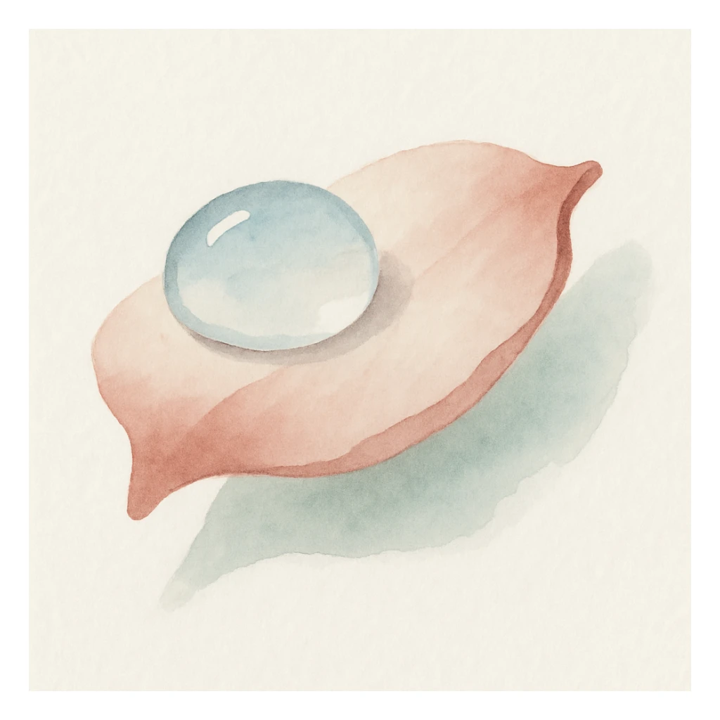 watercolor illustration of a dew drop on a rose petal, gentle blending, delicate details sticker
