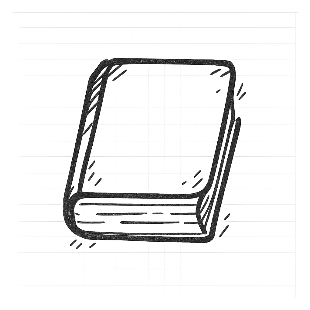hand drawn outlined icon of a book, no fill sticker