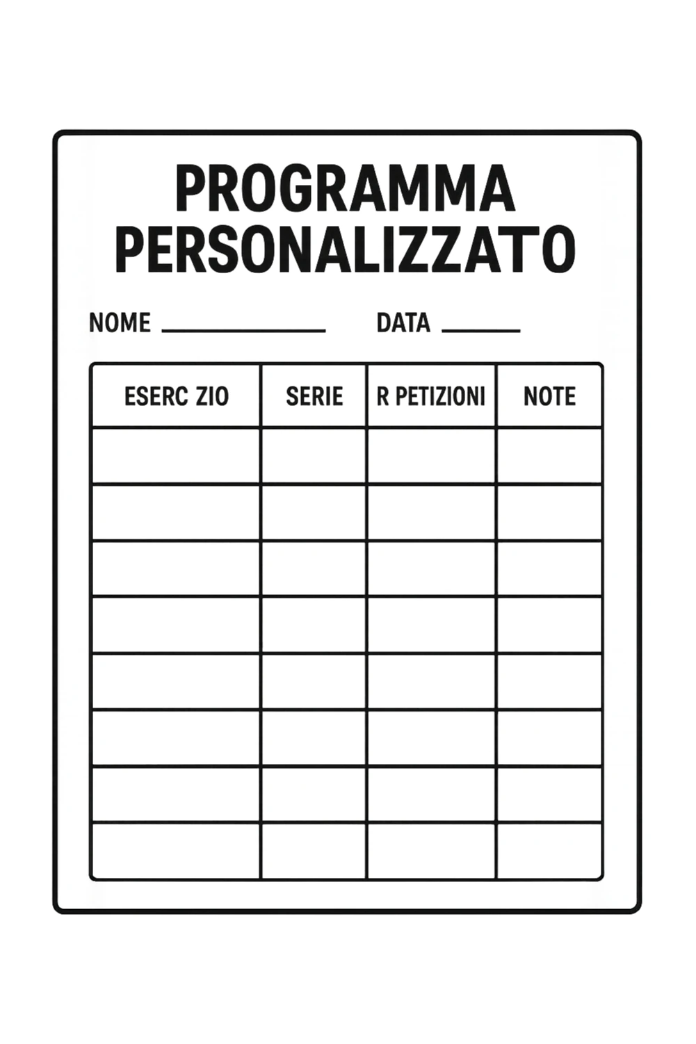 Scheda di allenamento di palestra con scritto "Programma Personalizzato" sticker