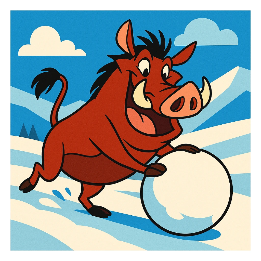 pumbaa rolling snowball sticker