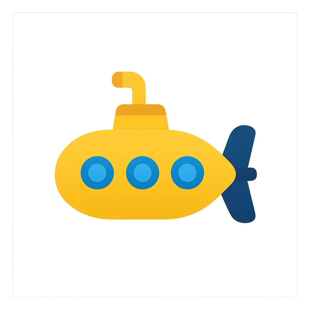flat submarine icon, bold shapes, limited color palette sticker