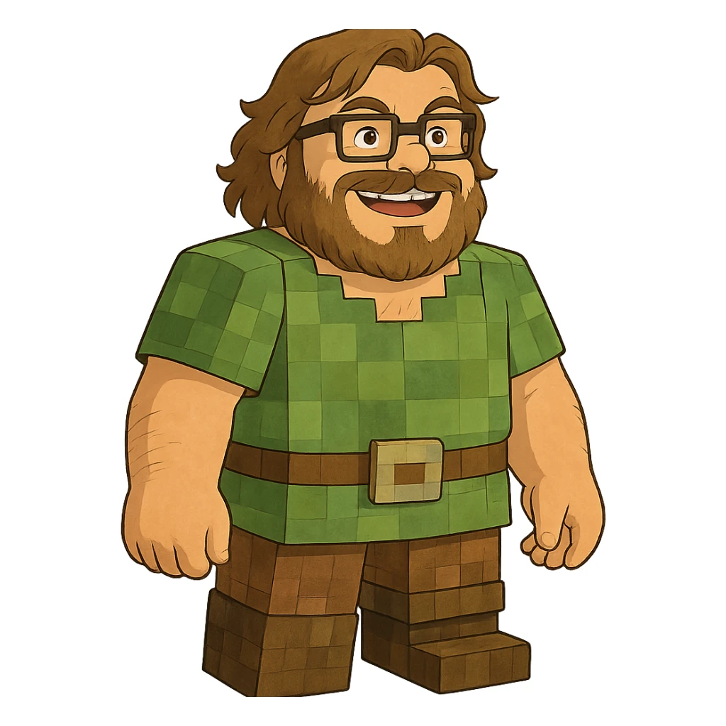 Jack Black as a Minecraft movie character sticker