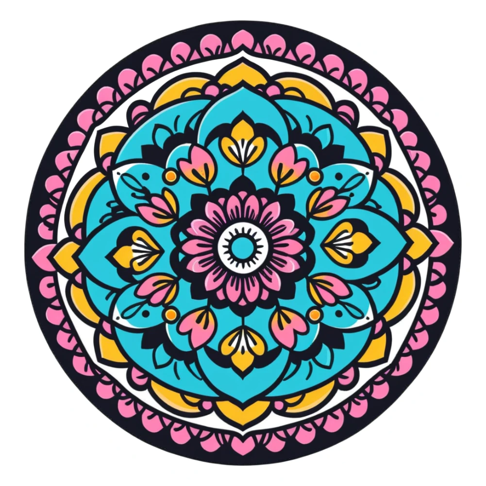 mandala with floral and bead detailing sticker