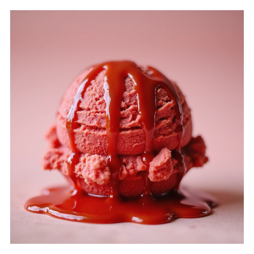 red ice cream, realistic, shiny glaze, transparent background sticker