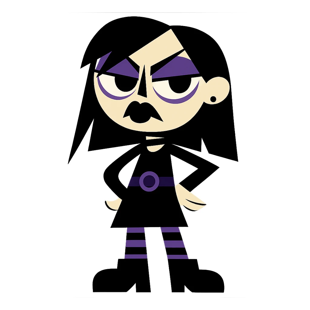 goth girl with exaggerated features sticker