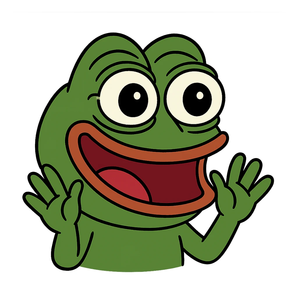 pepe the frog with an excited expression sticker