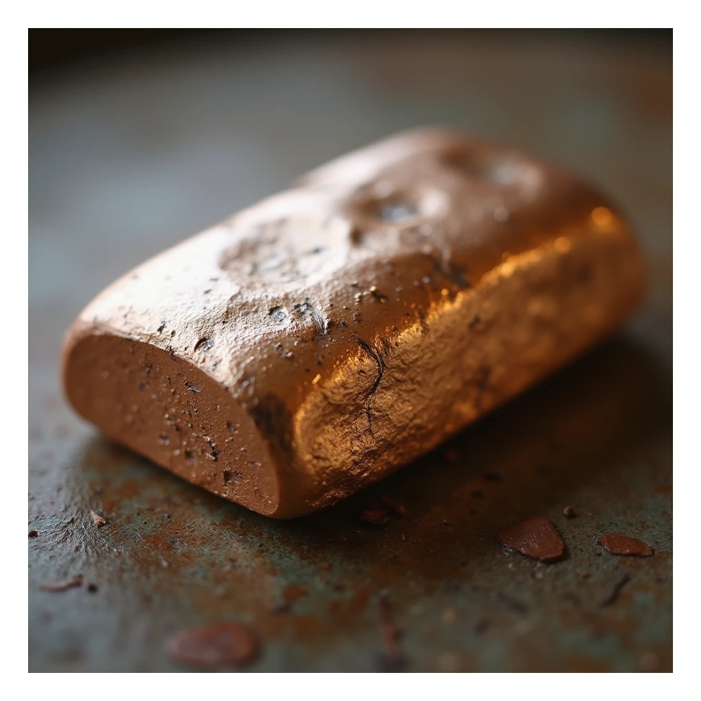 realistic copper ingot, close-up, shiny surface, natural lighting sticker