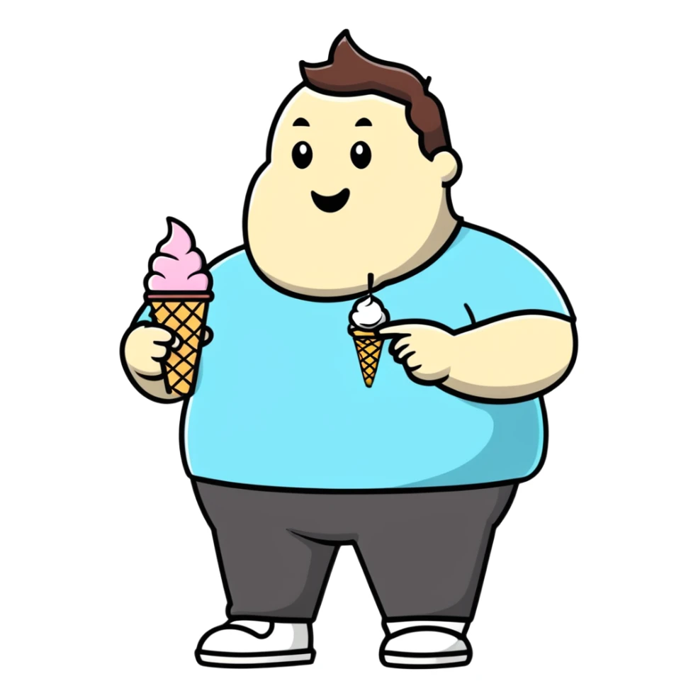 fat man with ice cream, inspired by Lilo and Stitch sticker