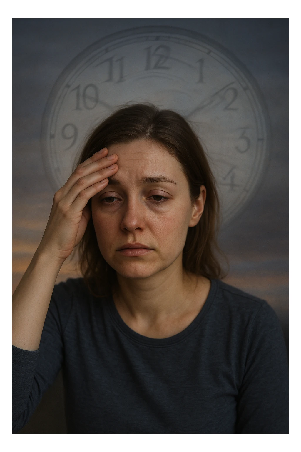 Donna con cortisolo elevato ritmo circadiano alterato immagine realistiche sticker