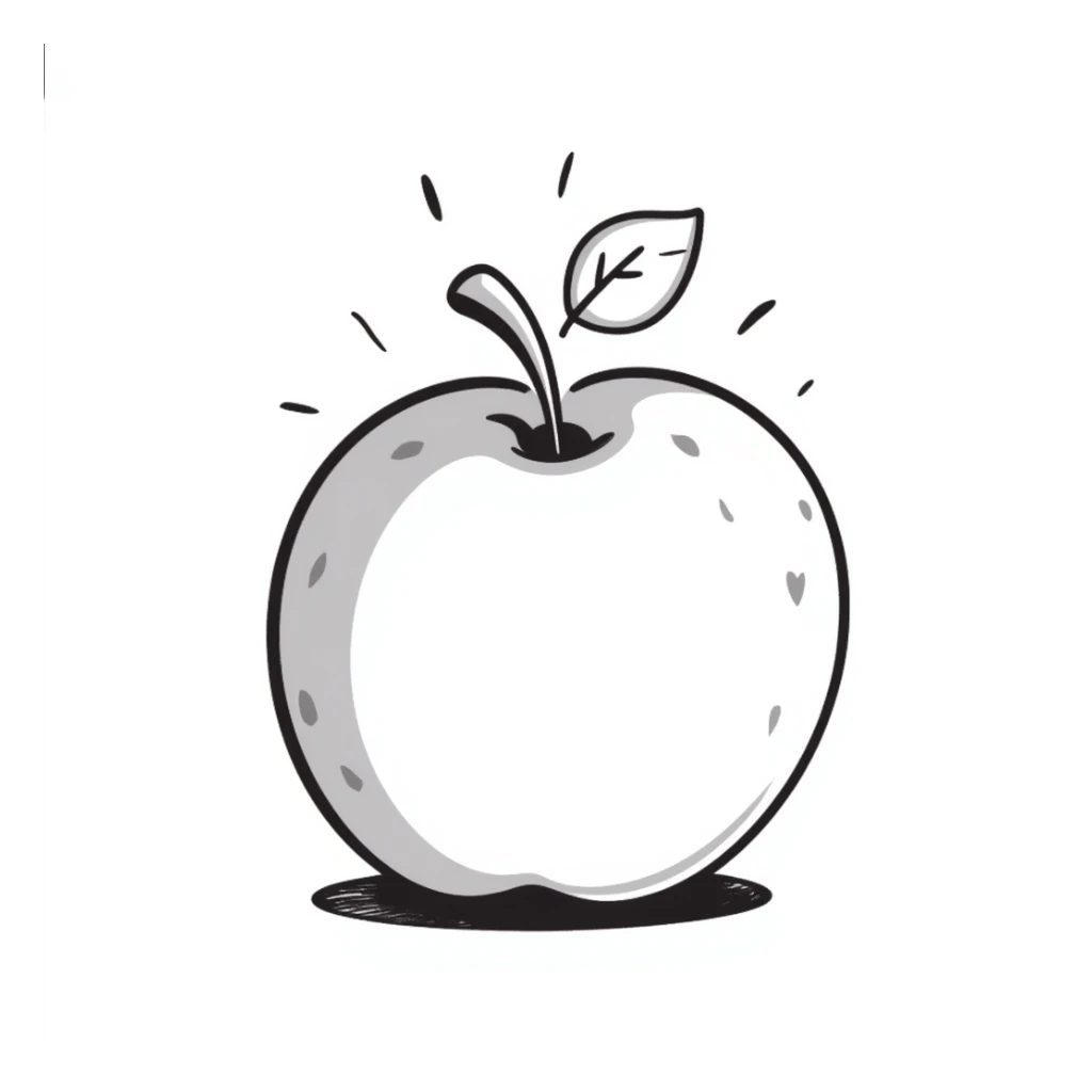 hand-drawn doodle of an apple with playful lines sticker