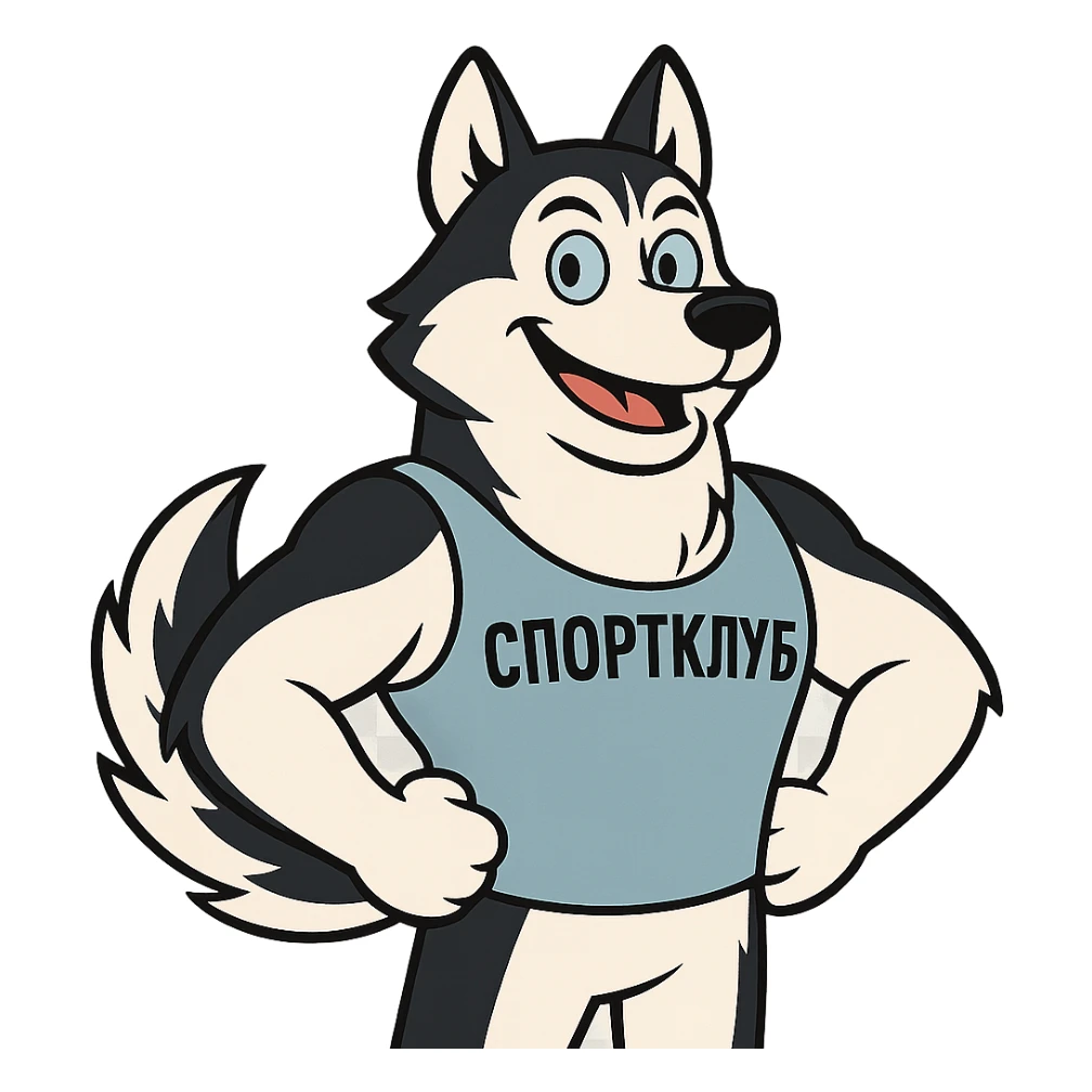спортклуб маскот хаски, белый, черный, голубой, western adult animation cartoon style sticker