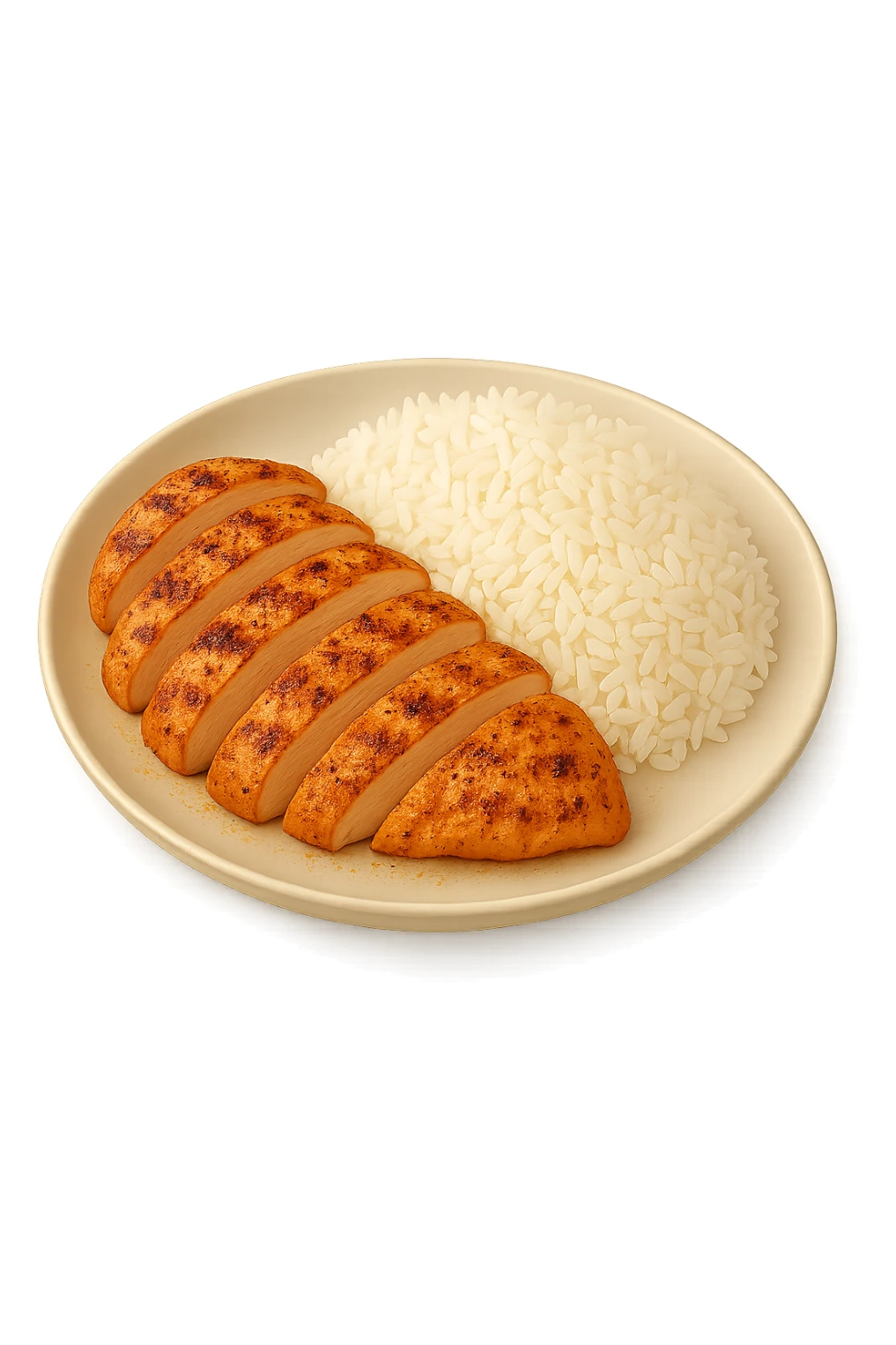 Riso con pollo cucinato su un piatto sticker