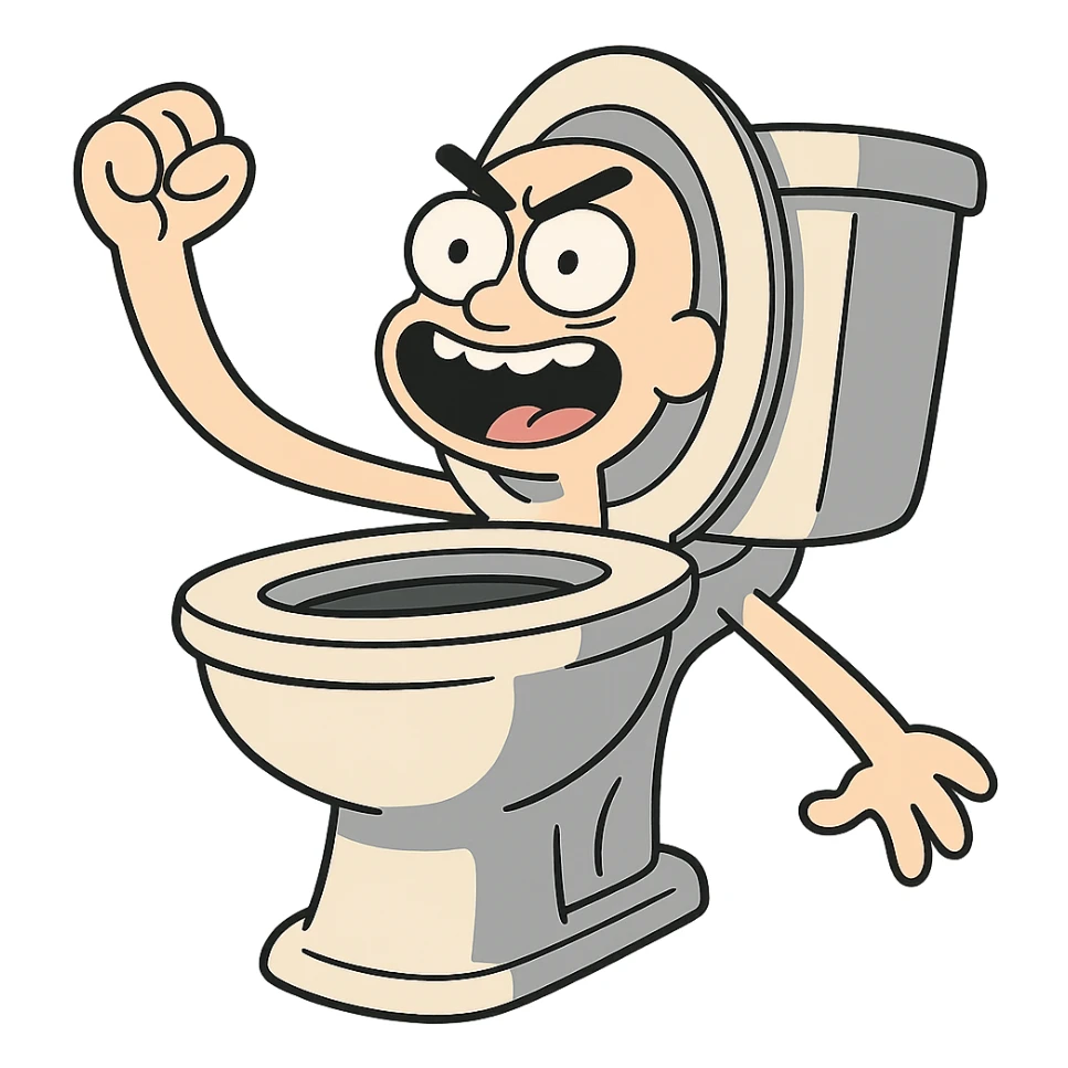 Skibidi Toilet character, cartoon style, energetic expression sticker