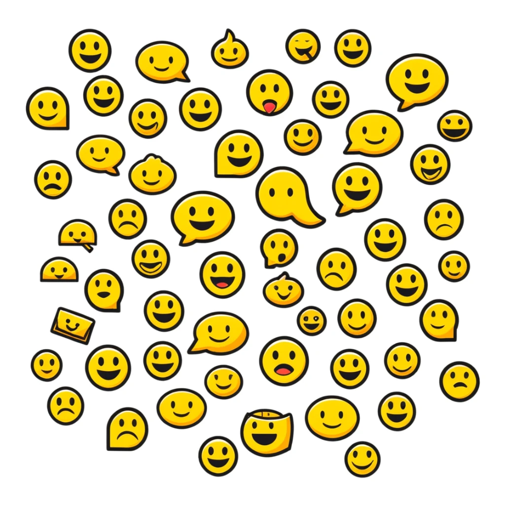 A wide format slideshow title screen for "The Emoji Movie Quiz" game with popular emoji characters arranged in a presentation-friendly layout sticker