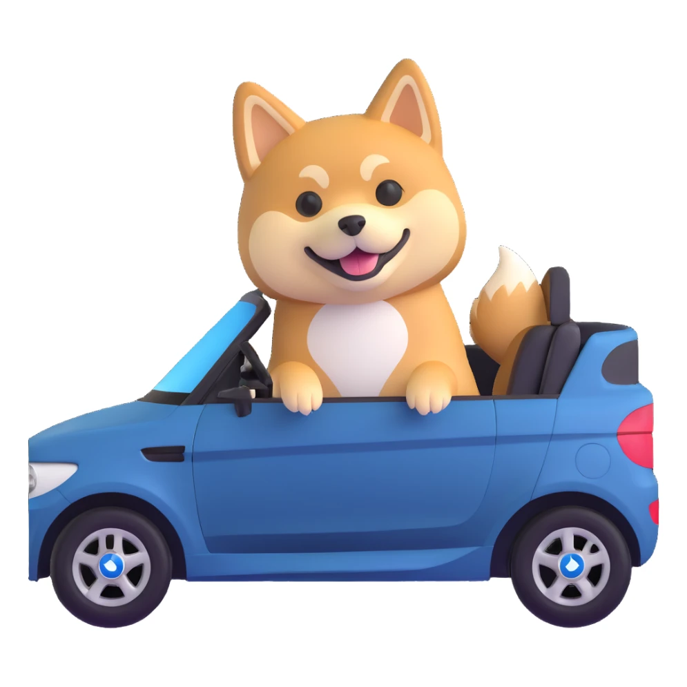 shiba inu sitting inside a BMW car sticker