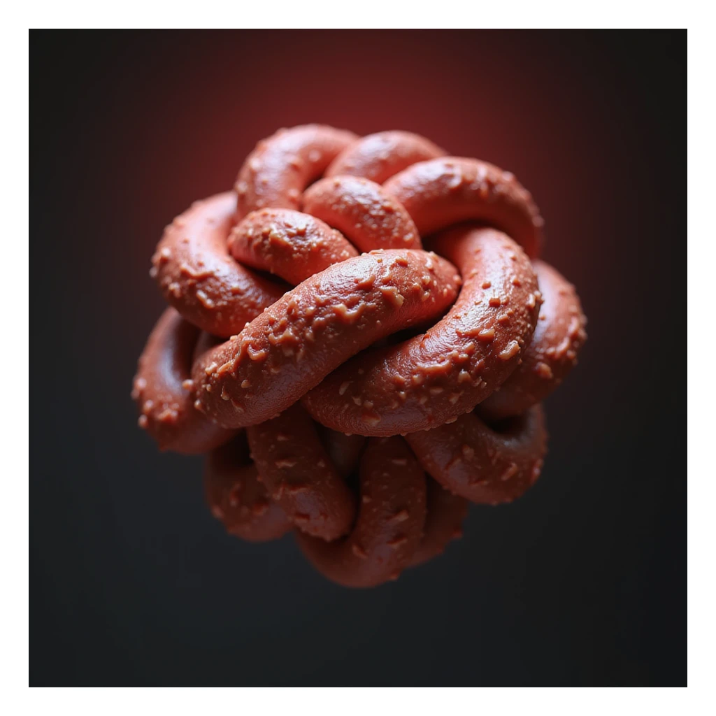 muscular knot highlighted with red halo, isolated on white background, realistic details, soft shading sticker