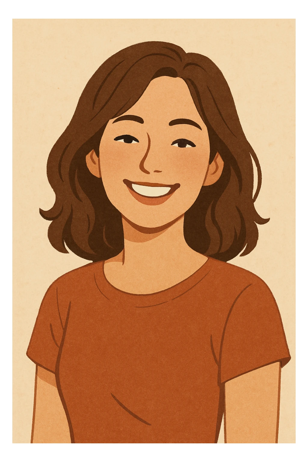 smiling woman, generic illustration style sticker