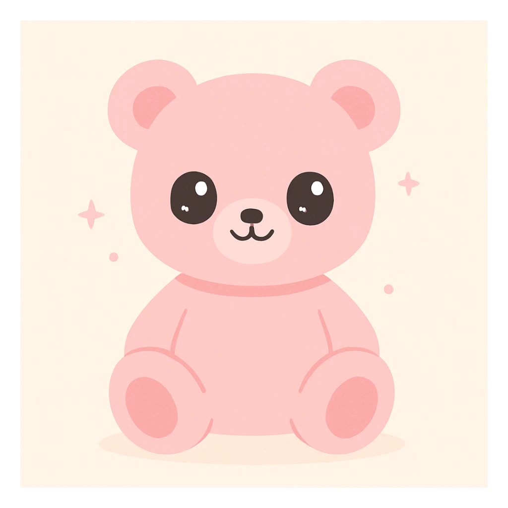 pastel pink teddy bear sitting, plush and cuddly, gentle smile sticker