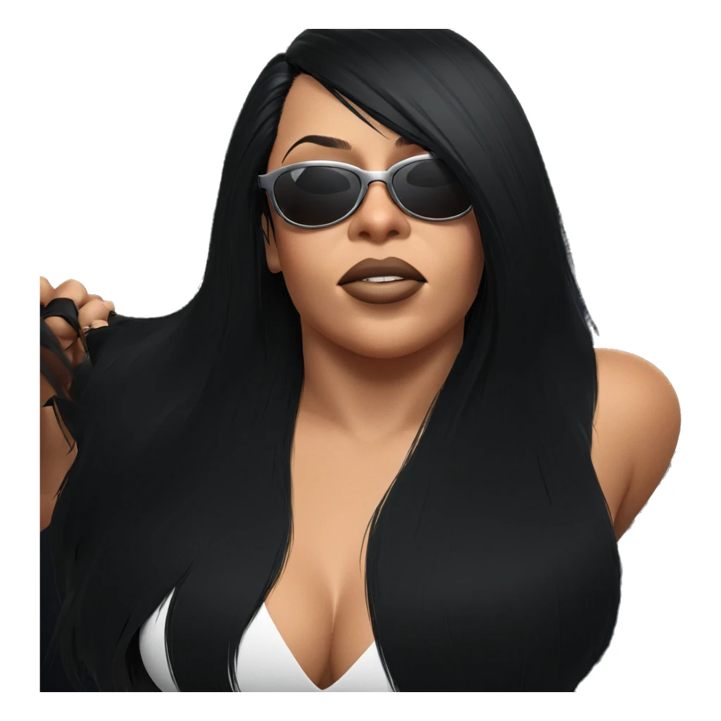 girl with black hair sunglasses sticker
