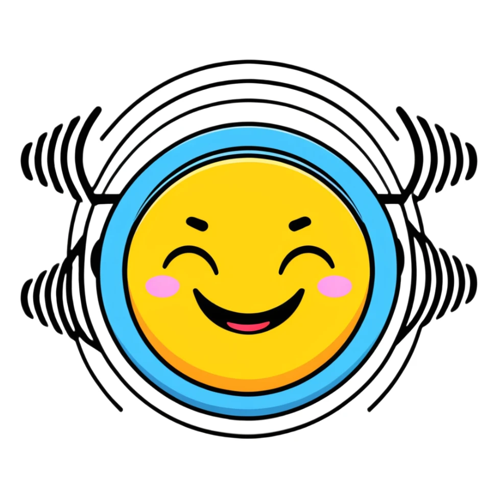 laughing face with sound waves radiating around it sticker