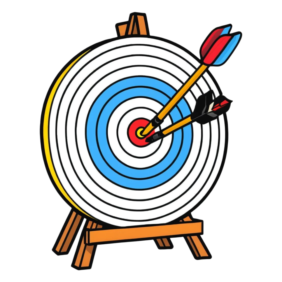sticker style archery target with thick outline and bright colors, no background sticker