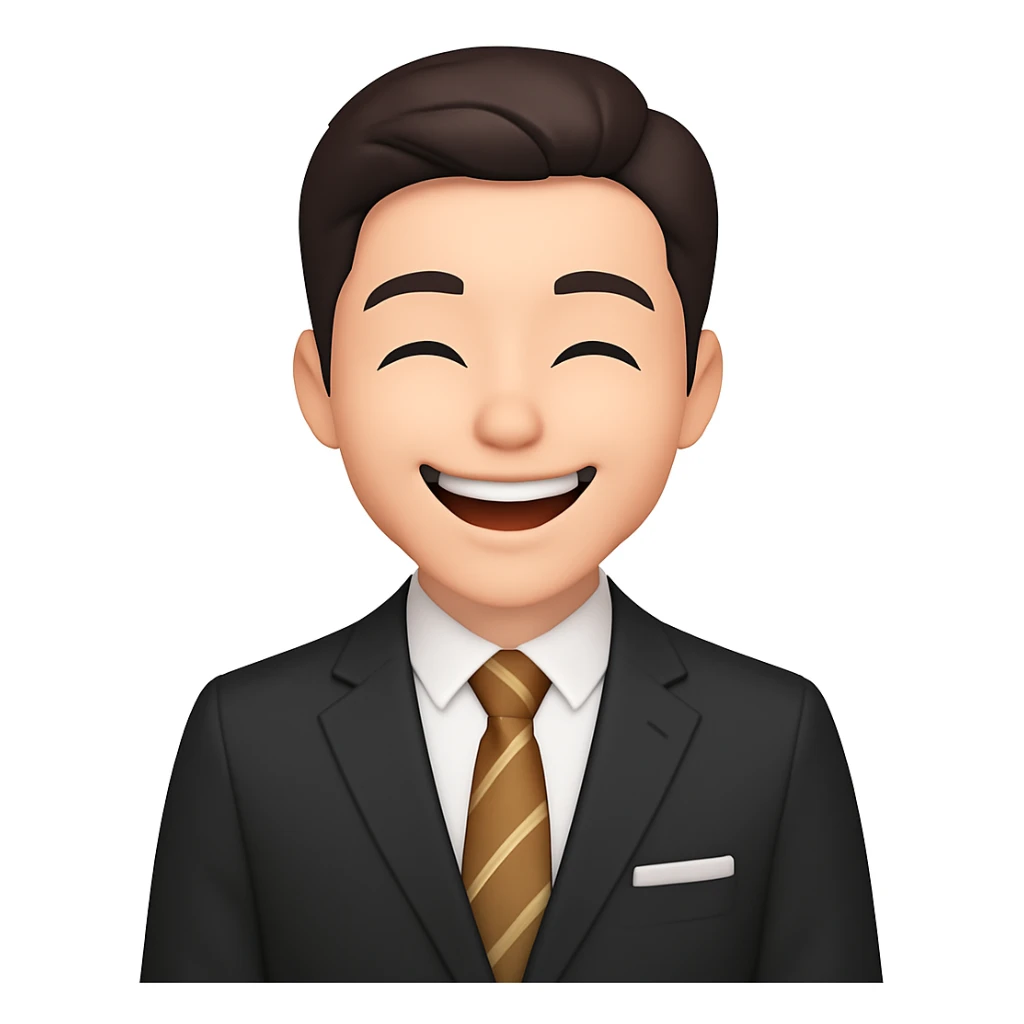 Change the facial expression to happy, keeping the same style as the reference image. sticker