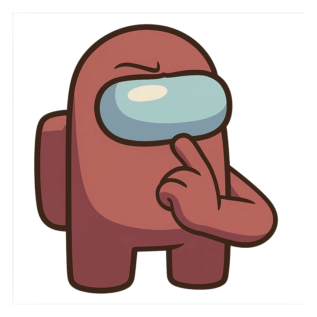 meme icon of a suspicious crewmate sticker