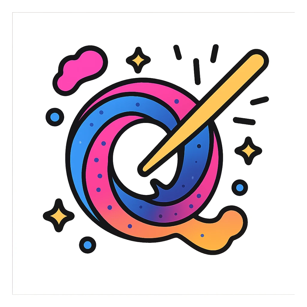 cosmic quasar forming the shape of a Q, radiant energy, nebula effects, dynamic modern icon style sticker