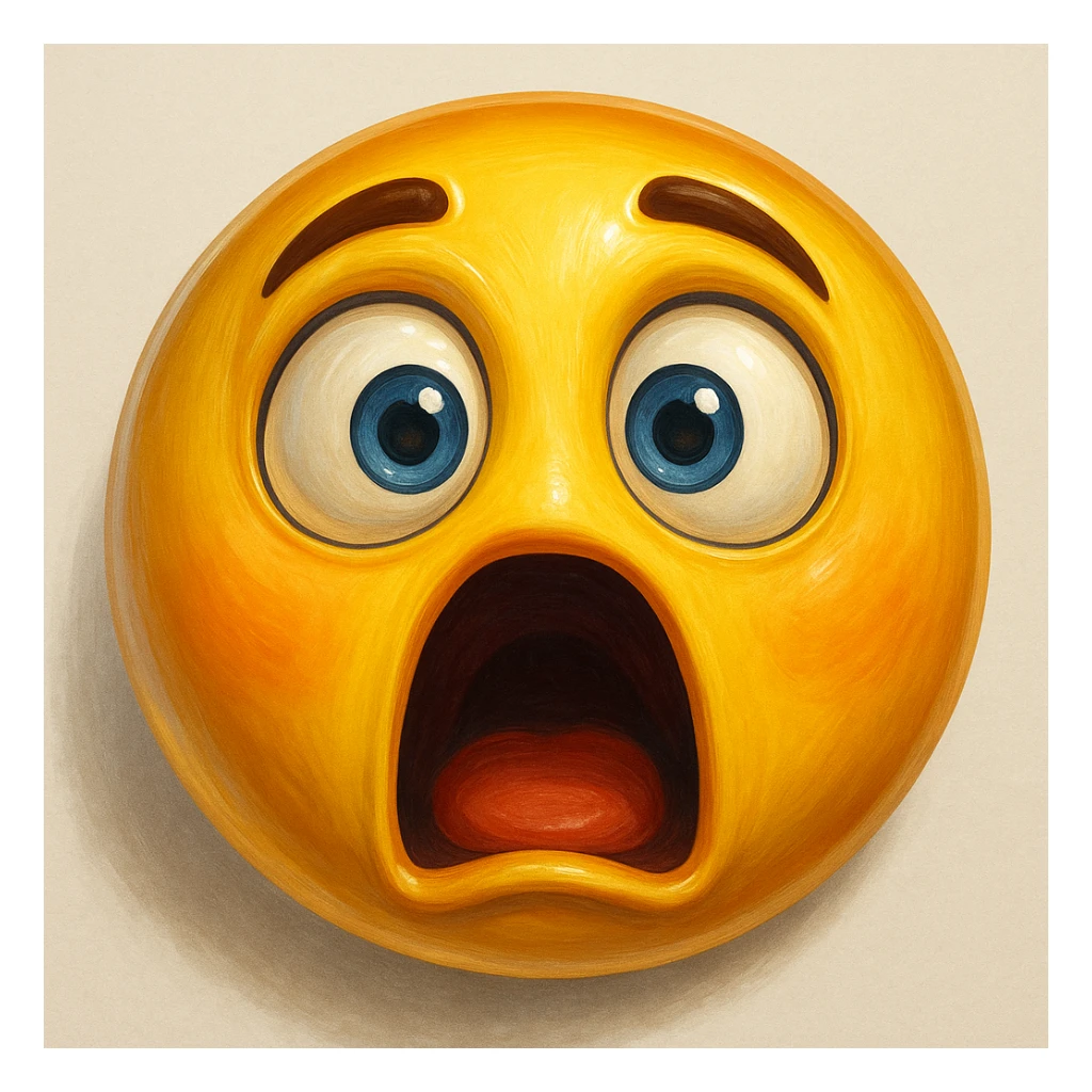 shocked emoji face, expressive, detailed, digital art sticker