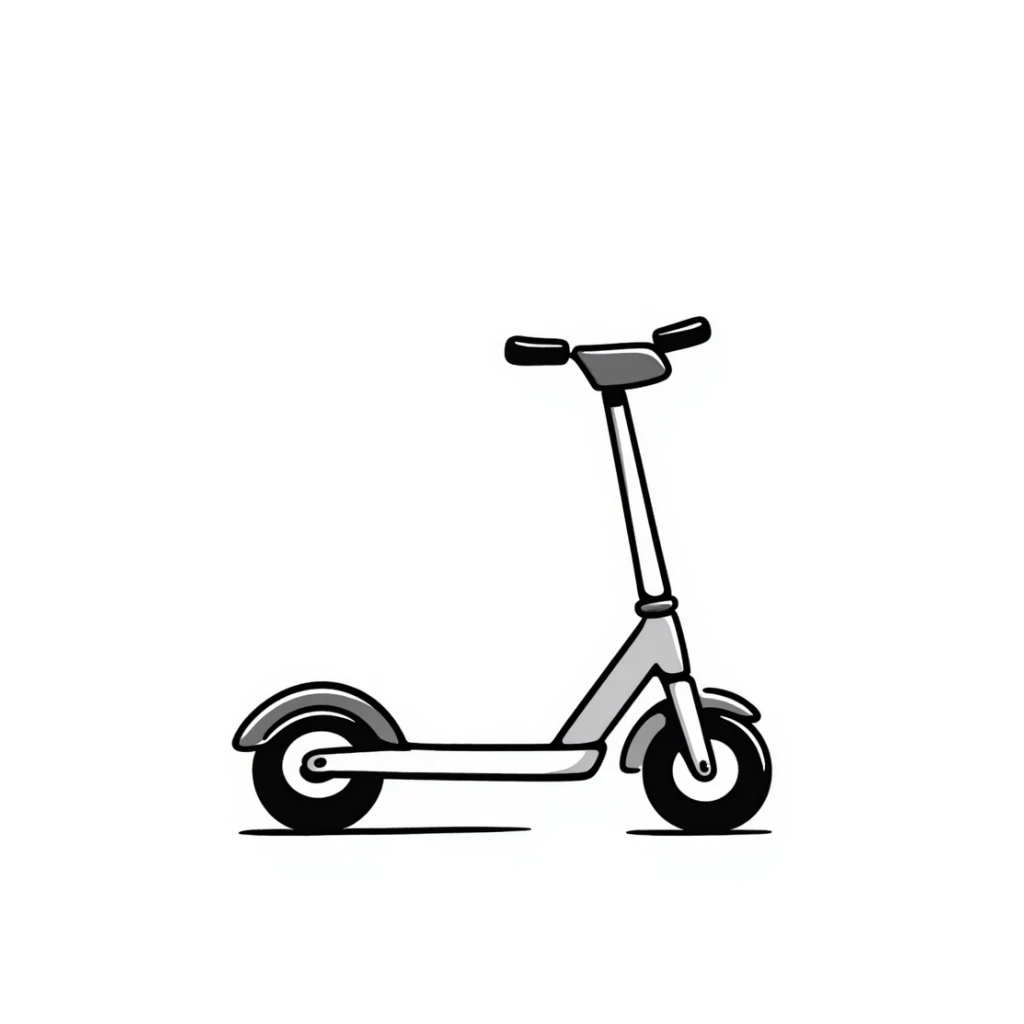 hand-drawn scooter with handlebar sticker