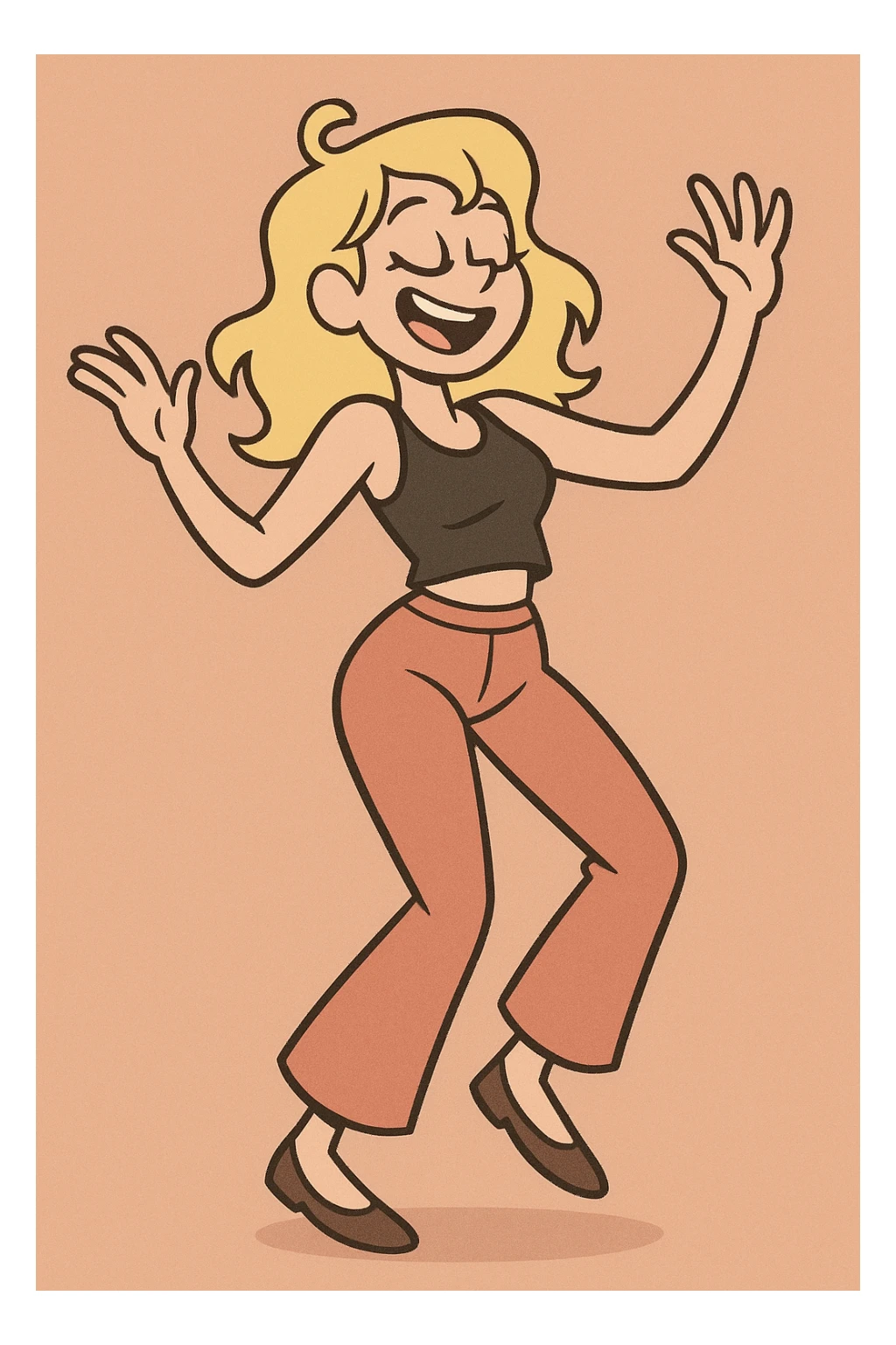 blond dancing girl, cartoon style sticker