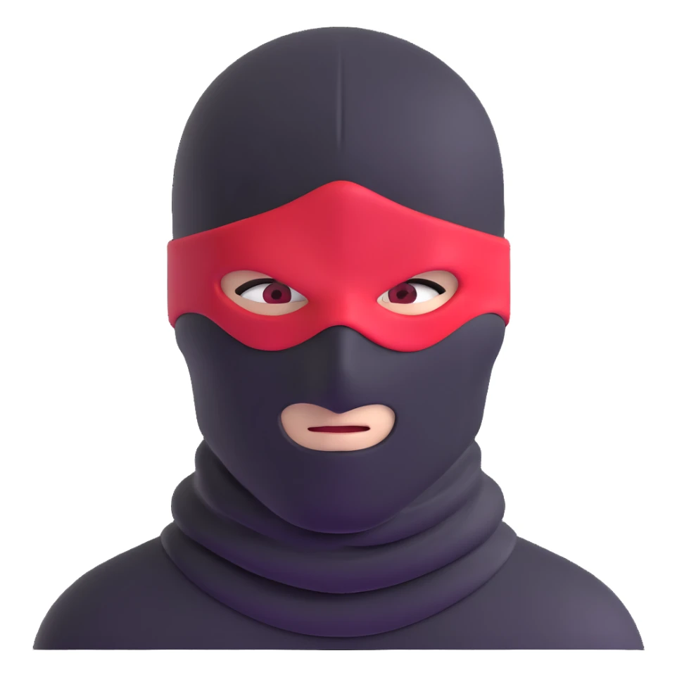 menacing robber with black and red balaclava sticker
