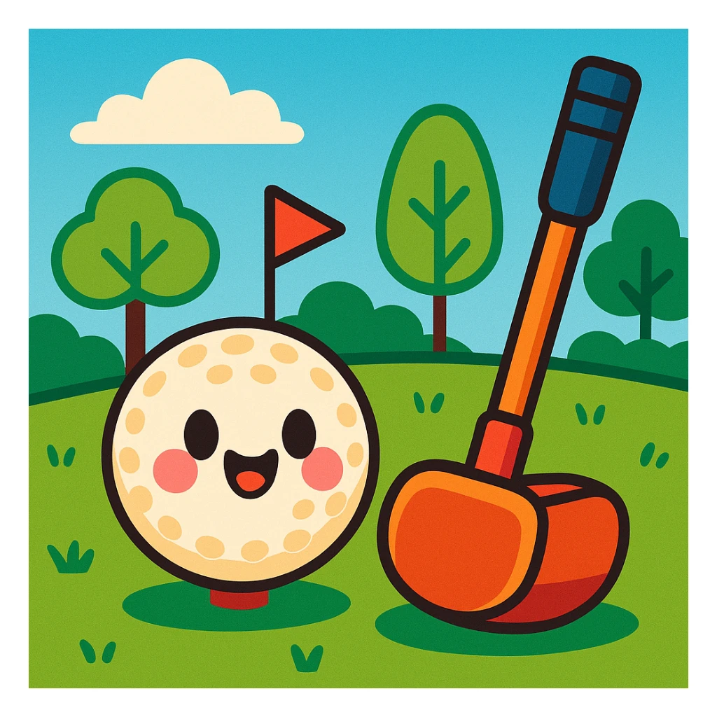 playful style park golf ball and club outdoors sticker
