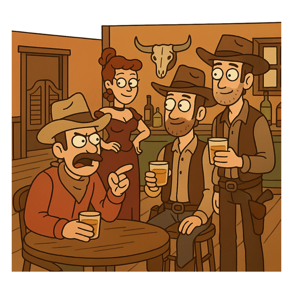 wild west saloon, western cartoon style sticker