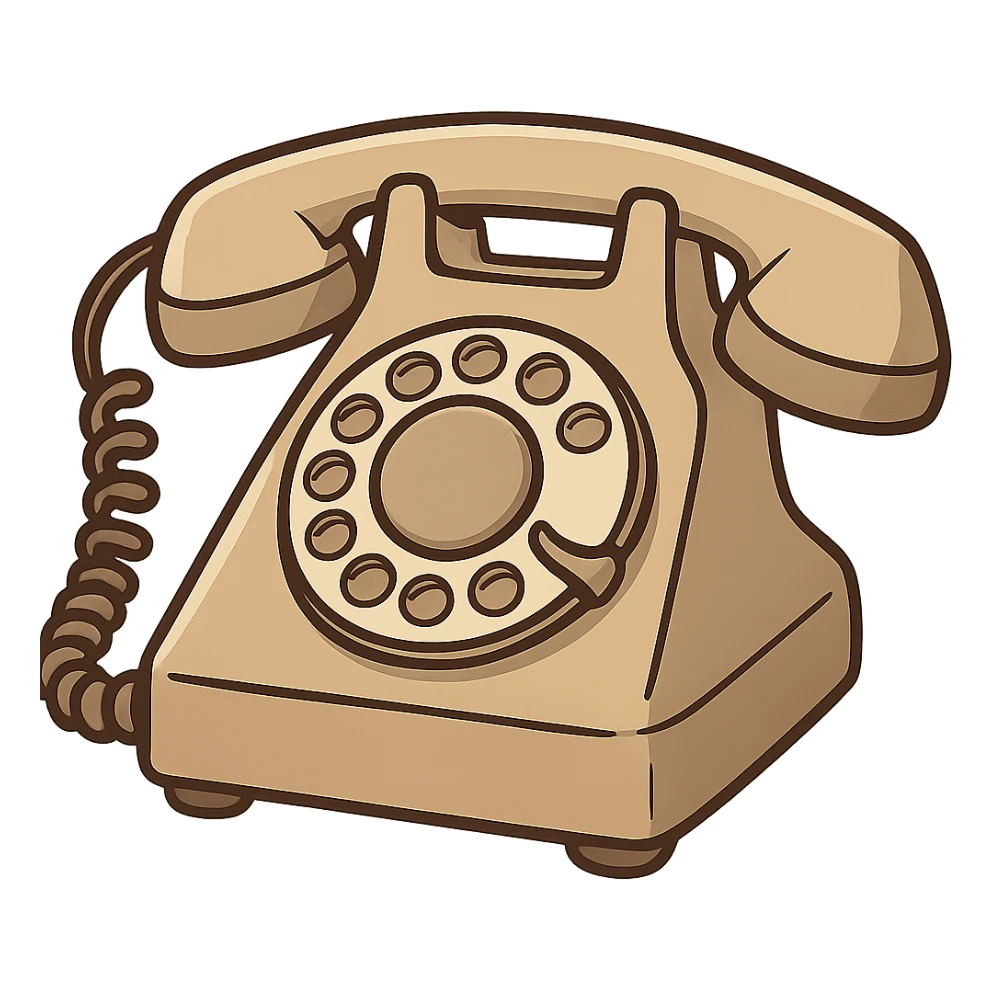 flat toon style old rotary phone sticker