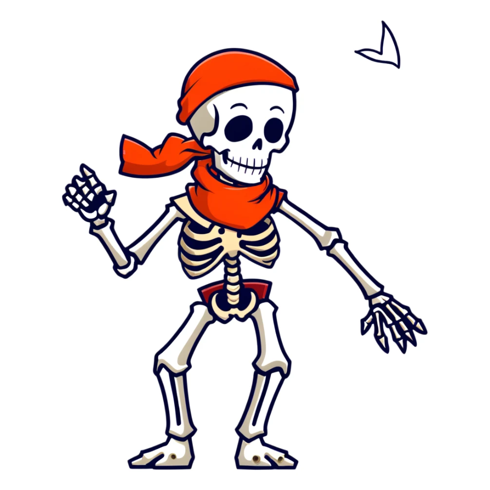 Papyrus from Undertale, tall skeleton with a red scarf, white body armor, orange-red gloves, enthusiastic pose sticker