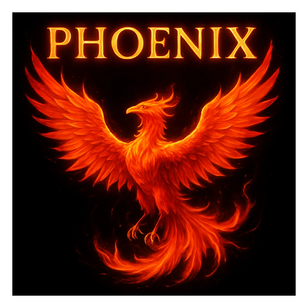 make image of phoenix with title, black background sticker
