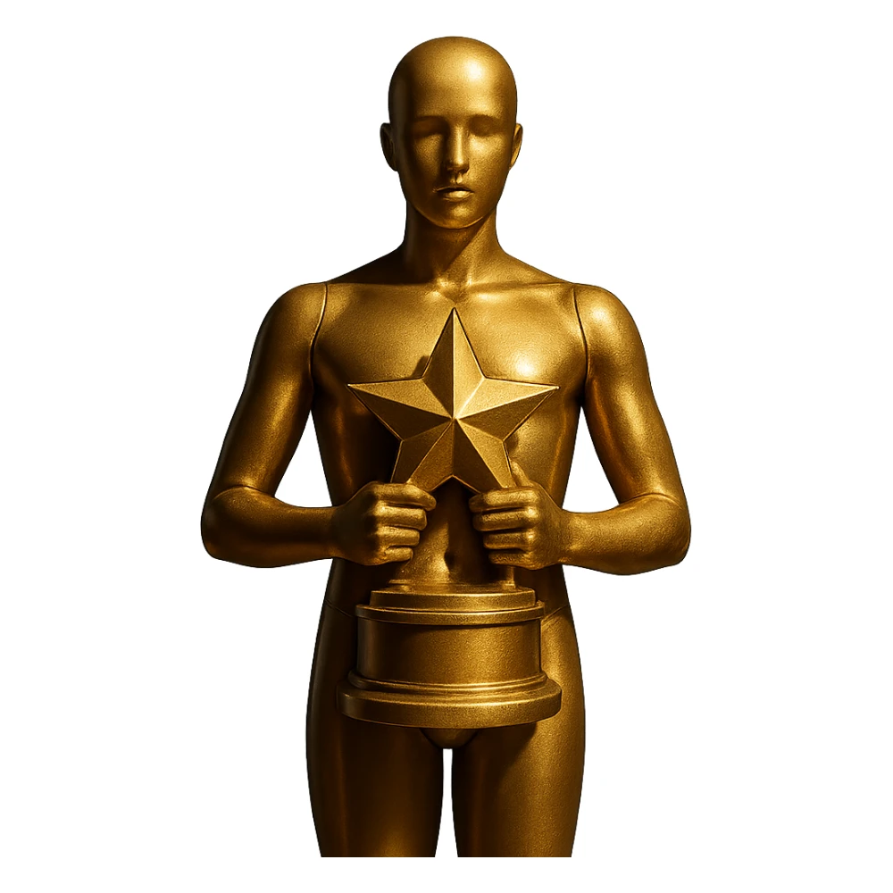 golden trophy, cinematic mannequin style sticker