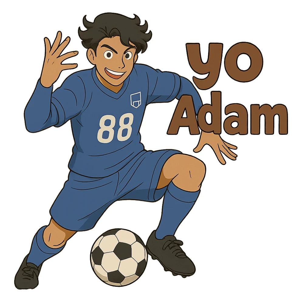 Add the text 'yo Adam' next to Don Lorenzo in the same anime style, keeping the background transparent. sticker