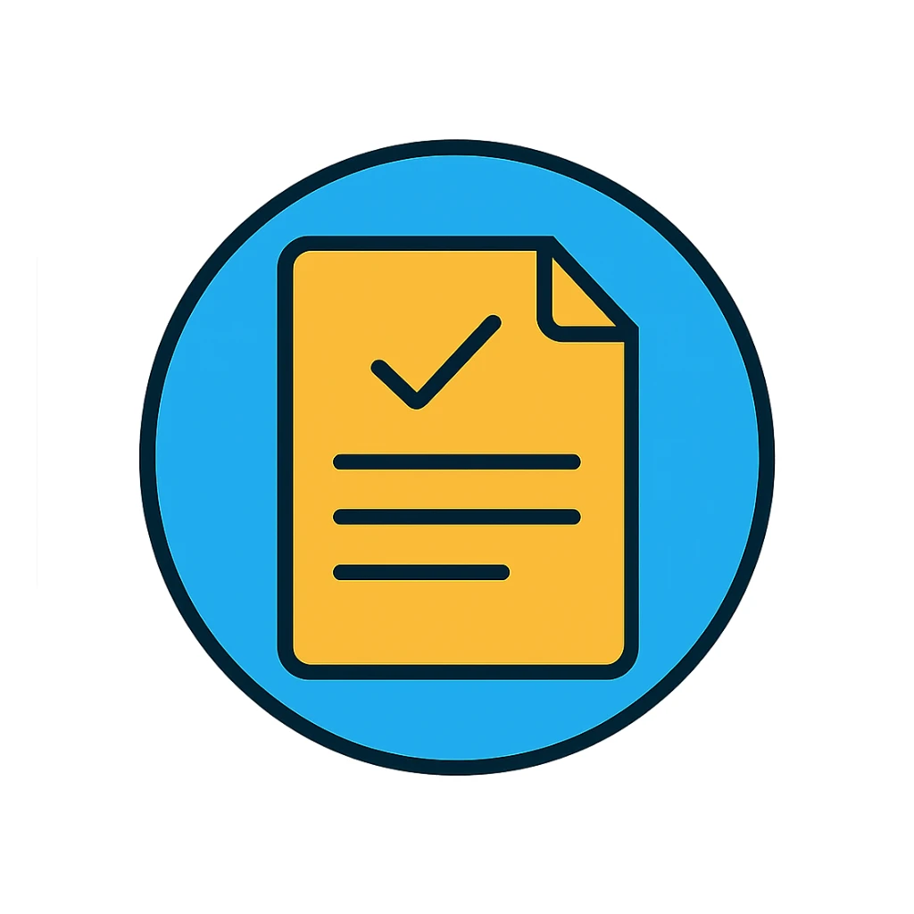 minimalistic professional document emoji with a blue circle, aesthetic design, clean and modern look, sleek and professional style sticker