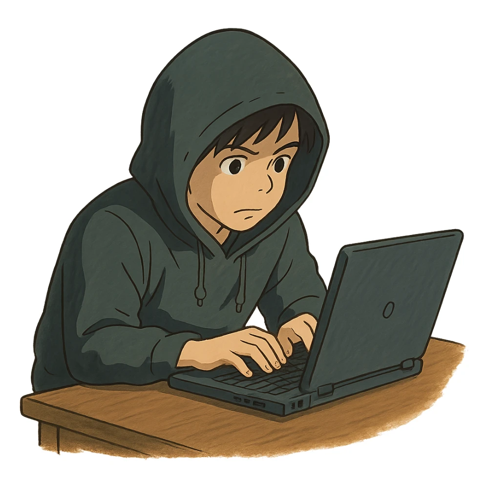 hacker at a computer sticker