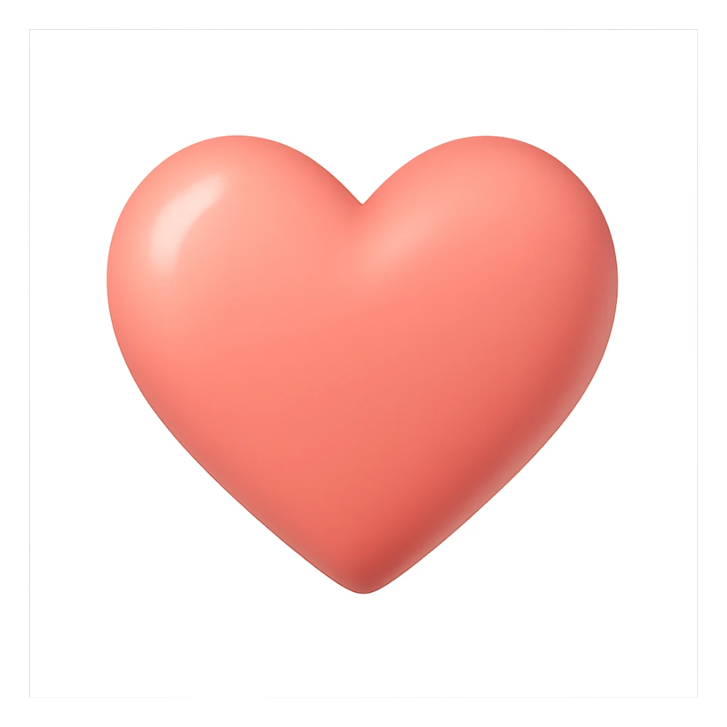 heart with a soft coral gradient, digital illustration sticker