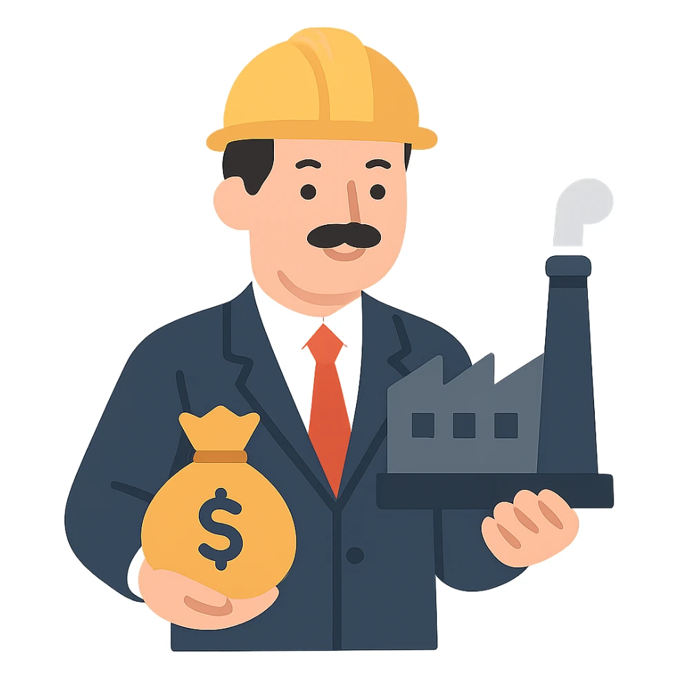 flat design style industrialist and entrepreneur sticker