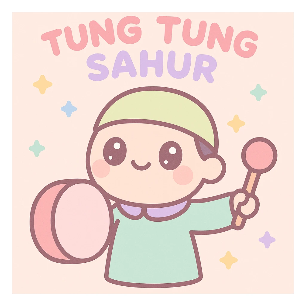 tung tung sahur, kawaii style, cute, charming, pastel colors sticker