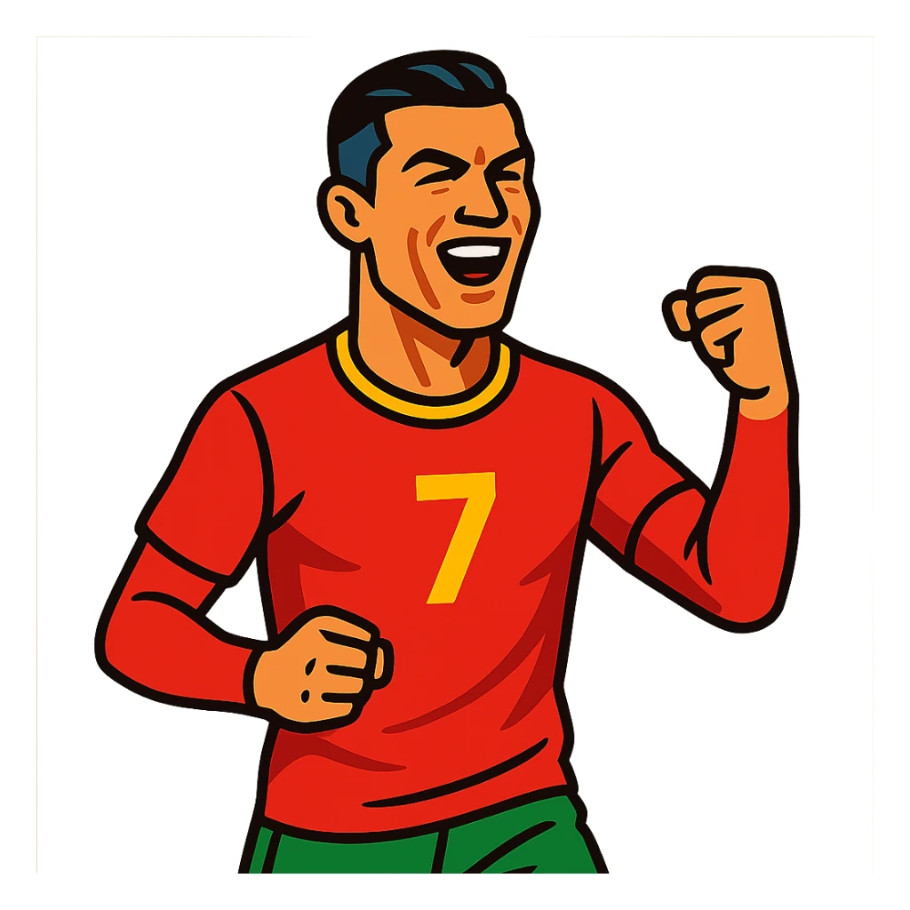 Cristiano Ronaldo, football star, vibrant toon style sticker
