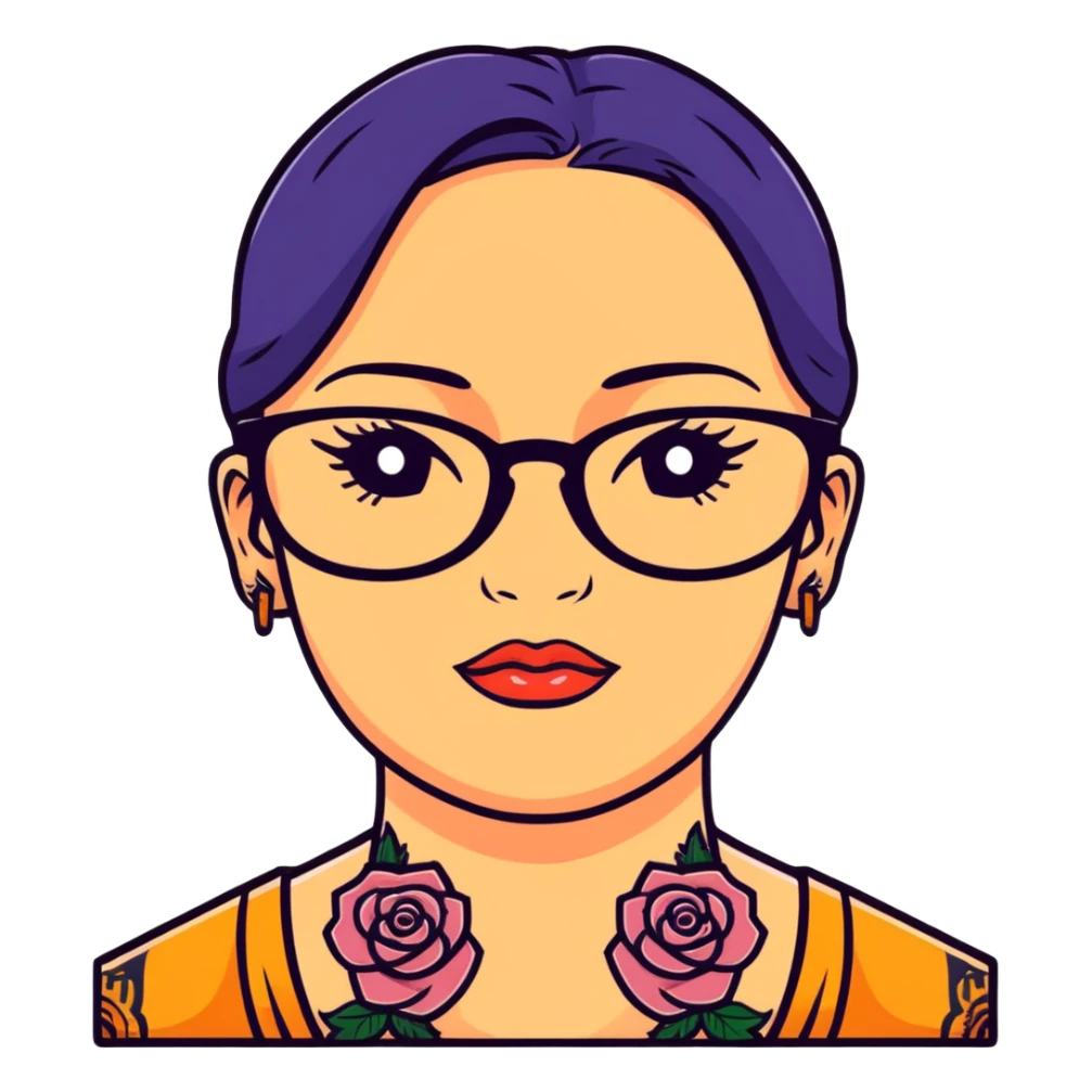 woman face with tattoos wearing glasses sticker
