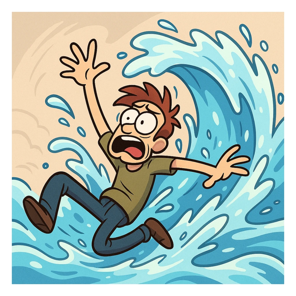 flowing water, stylized as a cartoon, with exaggerated motion sticker