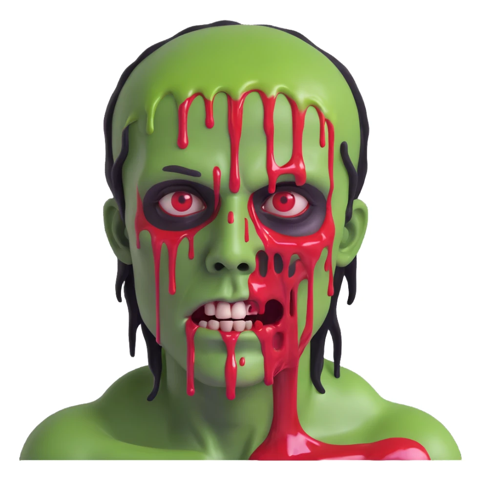 zombie man with blood slime dripping from his face sticker